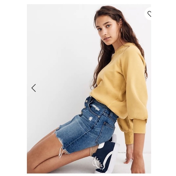 Madewell Rigid Denim A-Line Mini Skirt Button Fly - Picture 2 of 9